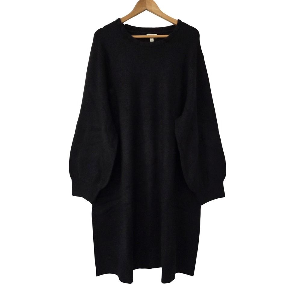 J. Crew Ruffleneck Sweater Dress in Extra Soft Yarn 3X Black NWT $138‎ CP557
